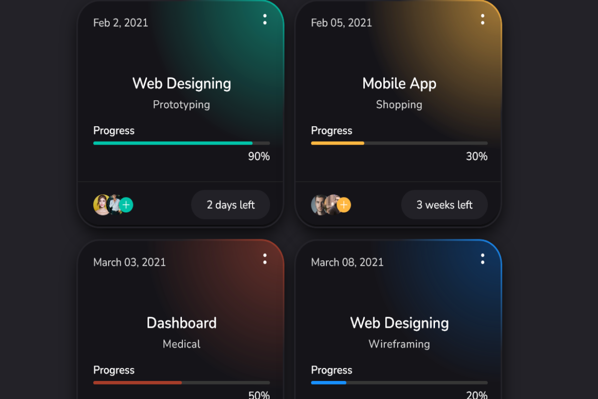 Dashboard Card Design HTML