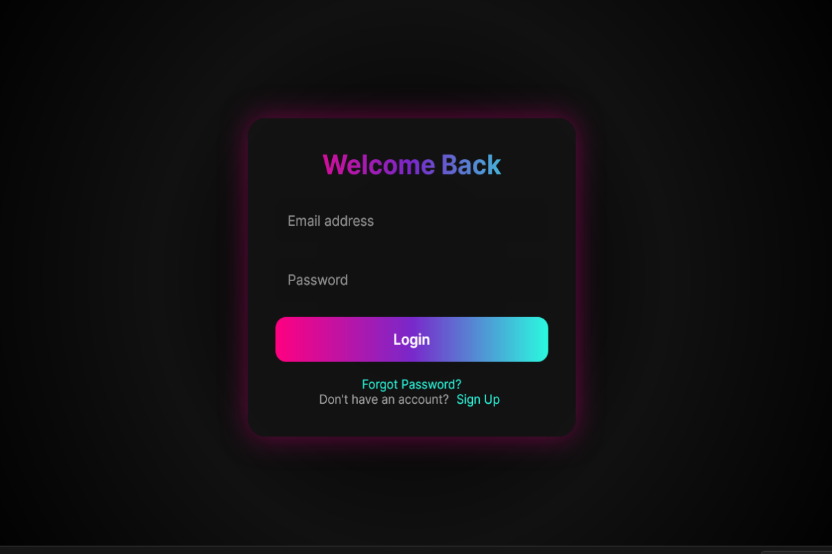 Glowing background login oage